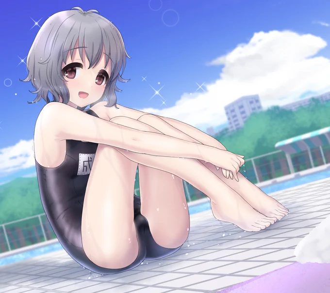 夏なので水着姿の由愛ちゃん 泳ぎのレッスンをしている姿を見守ってあげたいですね #デレステ #成宮由愛