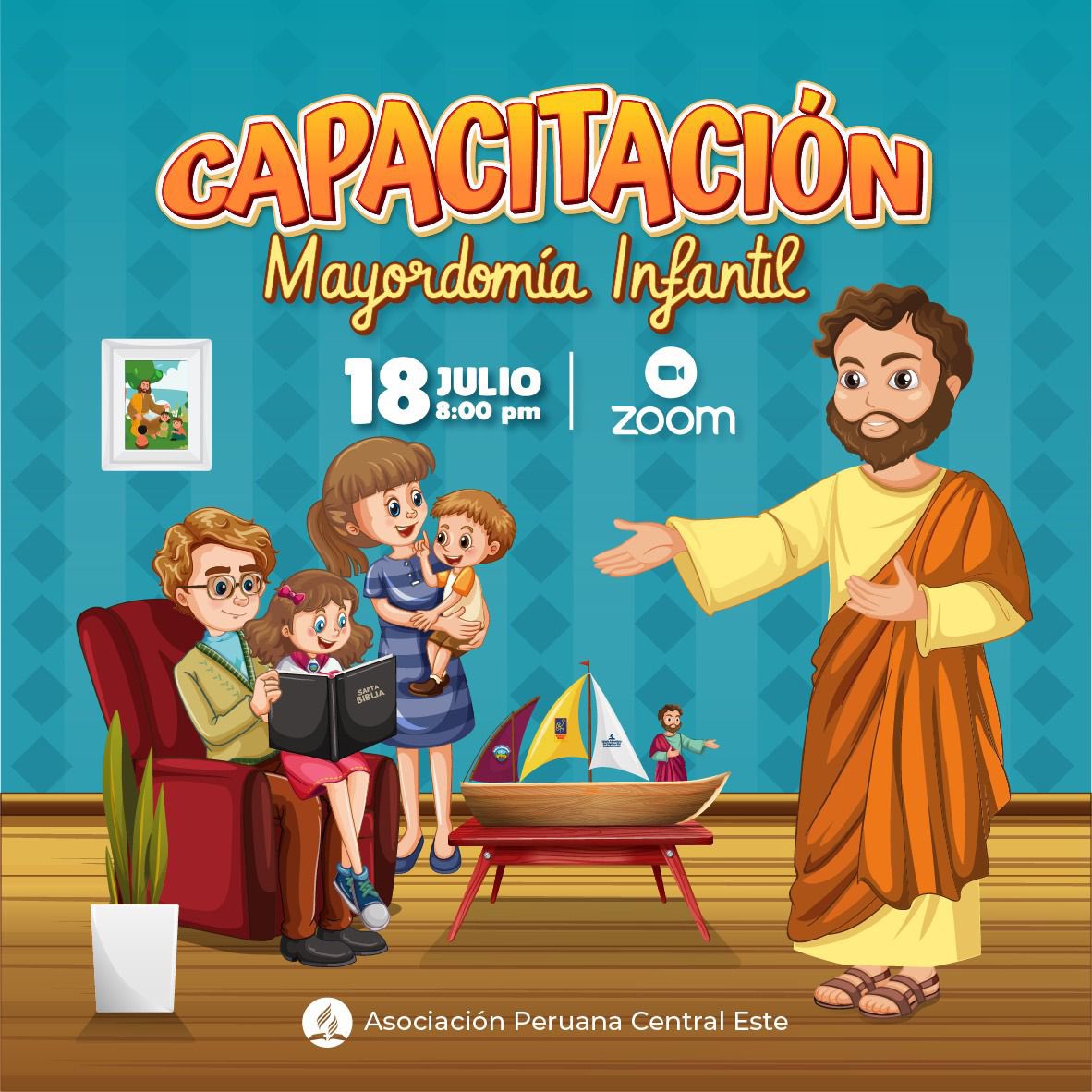 FernandezRDelia's tweet photo. ⛵️⚓️ CAPACITACIÓN MAYORDOMÍA INFANTIL en la  APCE  🇵🇪 con “LAS AVENTURAS MISIONERAS DE PABLO” 🧔🏻‍♂️⛵️🌊. 
🤔*Cuándo?* :Martes 18 Julio 
⏰  8:00 PM 
👩🏻‍💻🧑🏻‍💻 Vía ZOOM 
📨 Invitados :  

👨🏻‍🏫🧑🏻‍🏫Maestros del Ministerio Infantil, Líderes de Aventureros 🖐🏼🖐🏼🖐🏼🖐🏼 y Padres de familia. 👨‍👩‍👧‍👦 https://t.co/RIXgf6dMbv