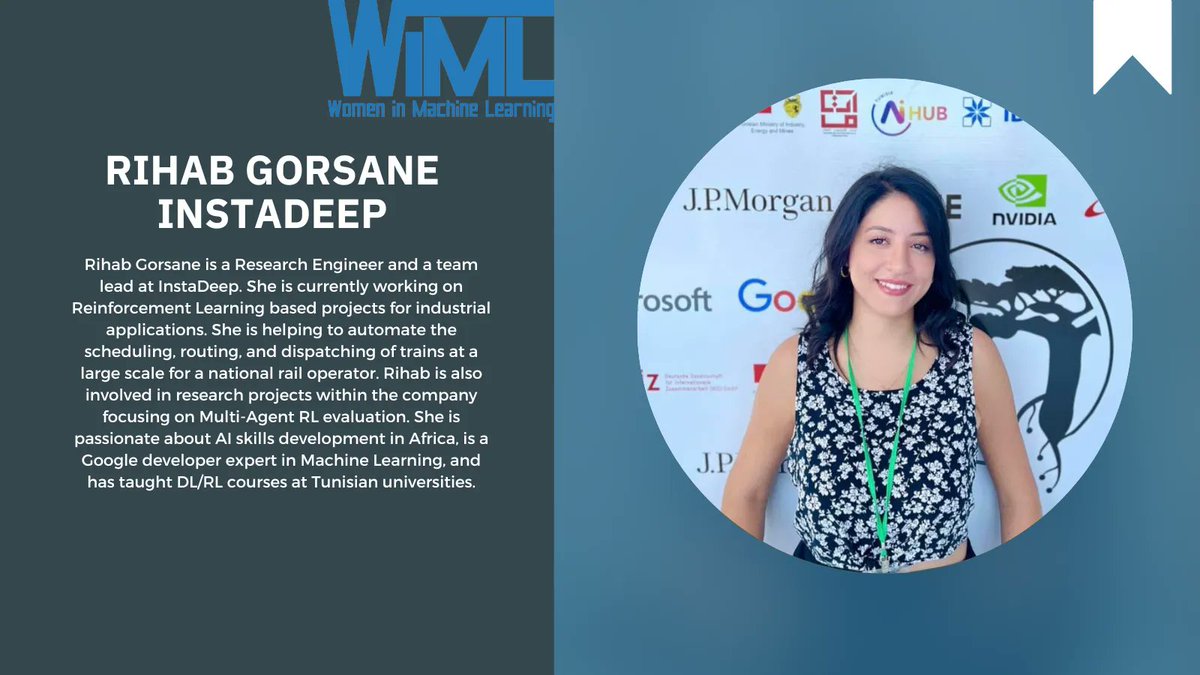 ✨And finally, last panelist is Rihab Gorsane ( <a href="/RihabGrs/">Rihab Gorsane</a> ), AI Research Engineer and Team Lead <a href="/instadeepai/">InstaDeep</a> ✨ 

She will share her views on "Fostering Women's Leadership in the Realm of Emerging Trends and Technologies".

Learn more about her buff.ly/44pUr30 !