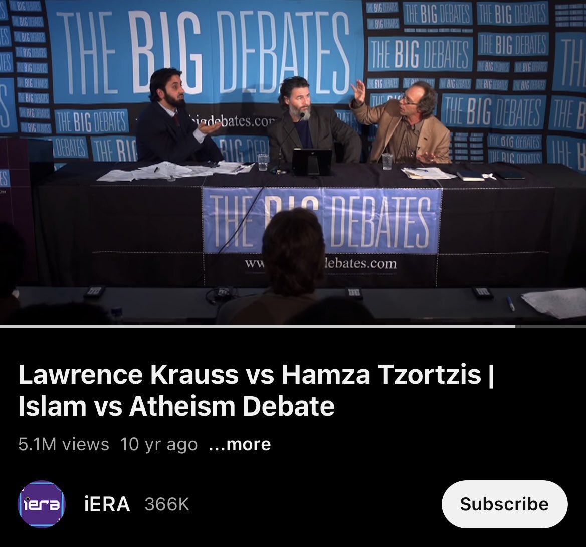 Story Time: The Pivotal Point. This debate between Ustad @HATzortzis and Lawrence Krauss was a focal moment for me around 4 years ago. I tuned into this debate, as a science geek, science > religion type, still a quasi muslim tho.