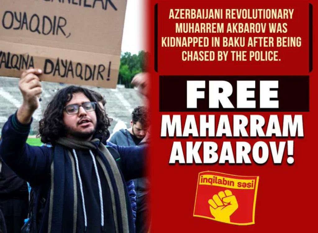 Tüm devrimci kamuoyunu dayanışmaya çağırıyoruz!
Muharrem Akbarov derhal serbest bırakılsın!
@inqilabinsesi

#MuharremAkbarovaÖzgürlük  #FreeMaharramAkbarov 
#MəhərrəmƏkbərovaAzadlıq