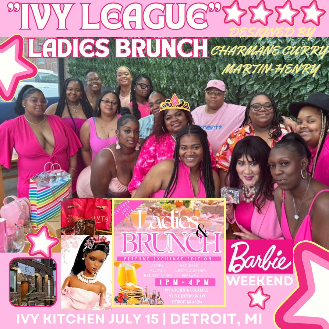 CoffeePolitico's tweet photo. Had a Blast at "Ladies Brunch" designed by Charmane, my extraordinary event designer Daughter-in-Law, yesterday at Ivy Kitchen on Jefferson Avenue, just past Belle Isle! I got Ariane Grande Eau de Parfum called "God is a Woman." #Detroit #BarbieWeekend #Michigan https://t.co/iNG4wldF0F