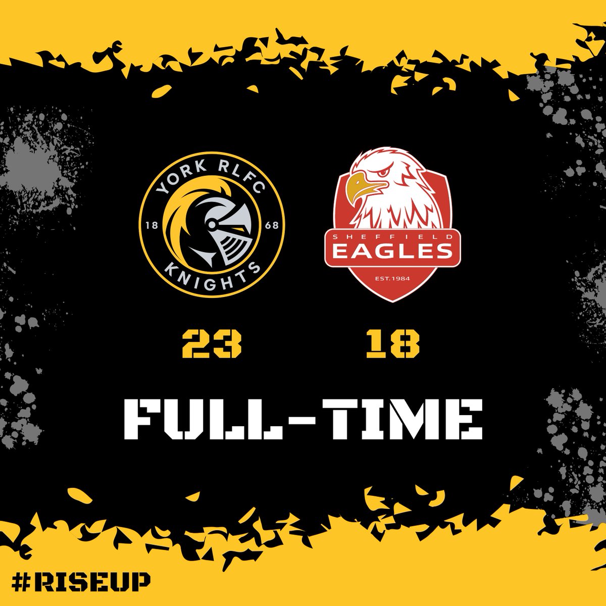 𝙁𝙐𝙇𝙇-𝙏𝙄𝙈𝙀: York Knights 23-18 Sheffield Eagles

The Knights secure a third straight victory against fourth-placed Sheffield! 

#RiseUp | #WeAreYork