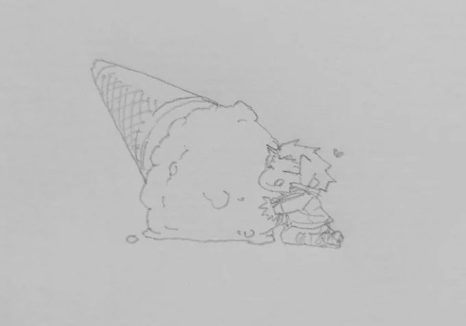 アイス食べるちび迅さん