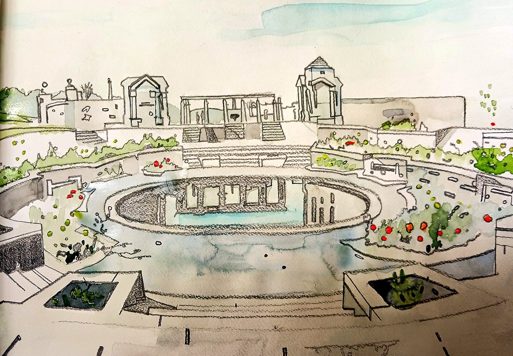 Running late today so I did my sketching in Heuston station. War memorial Gardens. 
#art #artist #artistdublin #artdaily #twitart #watercolor #paint #painting #painterly #pencil #notebook