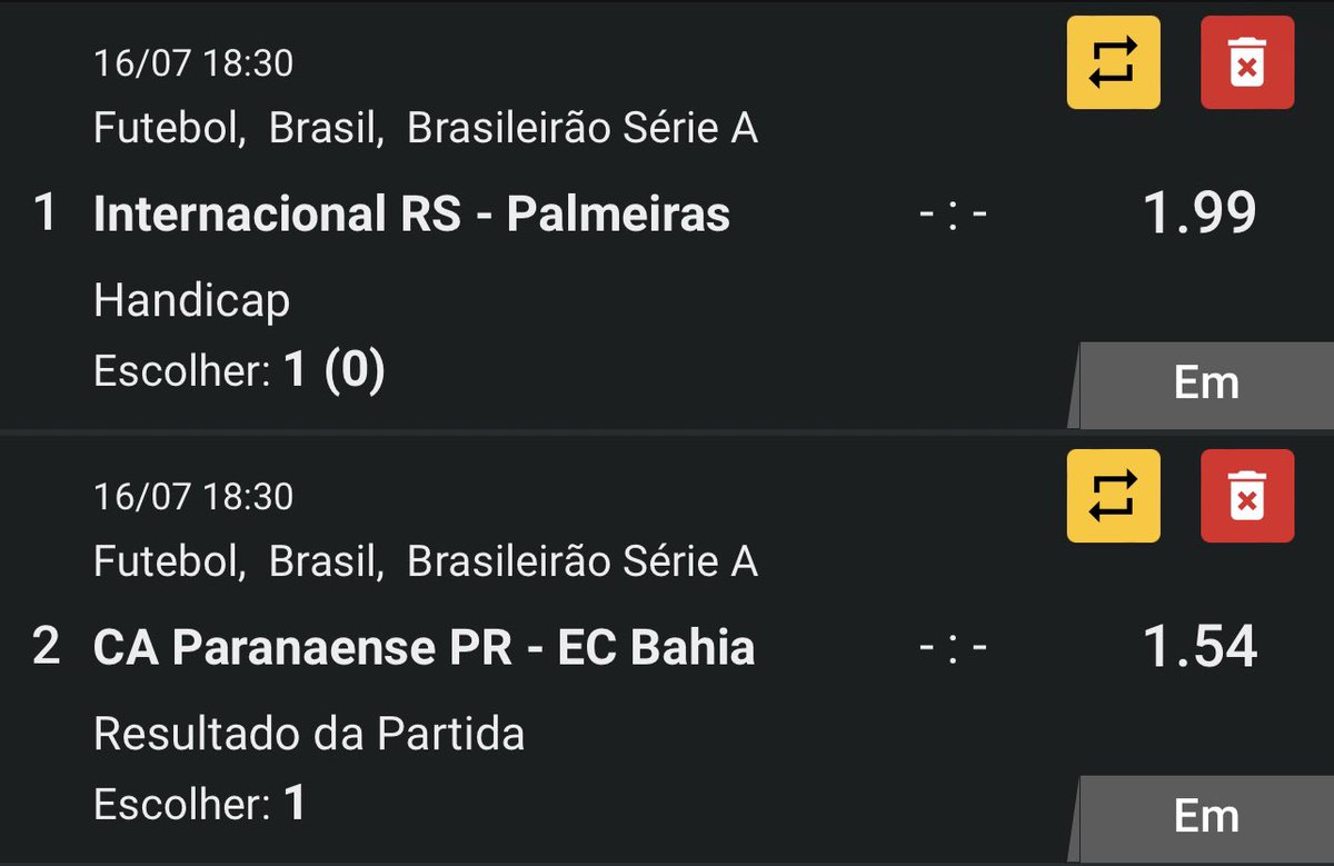 Aproveitar intervalo dos jogos das 16 pros das 18:30 e correr pra casa das melhores odds! O bilhete na @betfast_io tá ON!

Cap vence e Inter c/ empate anula no handicap0 p/ odd ser maior. E mesmo sendo empate anula, odd 2 pra um mandante! 👀

Faça o seu betfa.st/cfdoficial 🔥