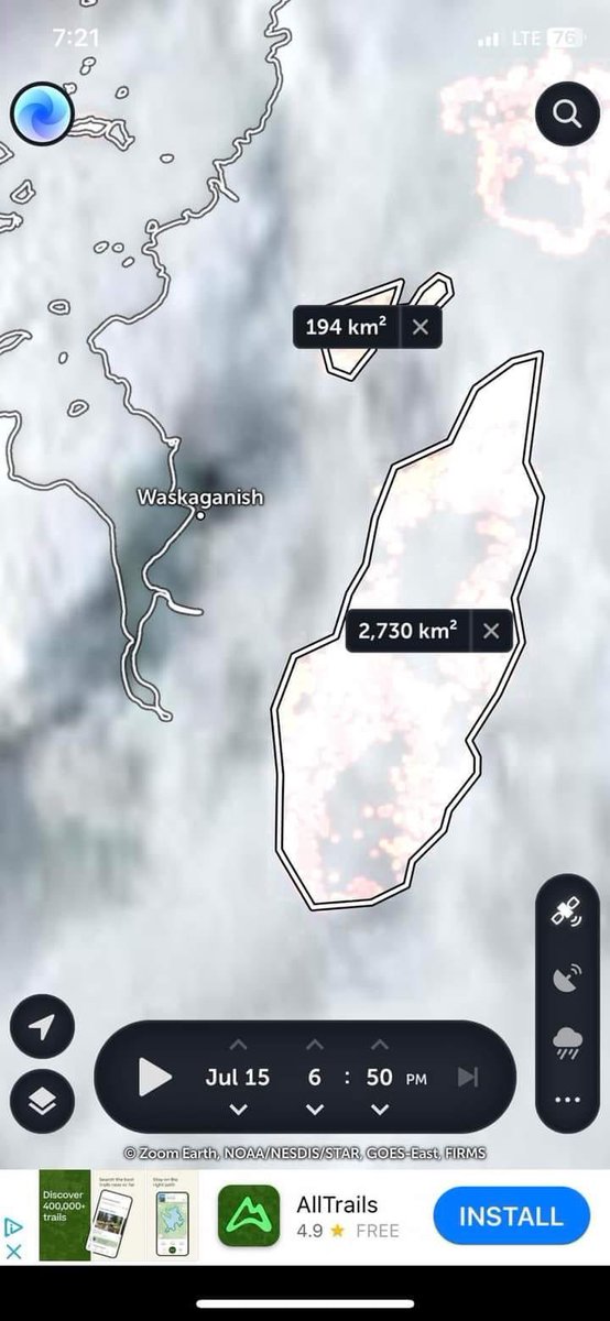 rezmutt's tweet image. The fire that’s blocking our village of Waskaganish is 2700km2