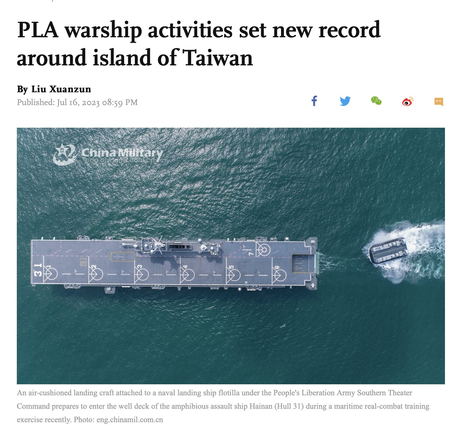Ian Ellis on Twitter: "China is war gaming an amphibious assault on Taiwan. - Ongoing, unannounced major military exercises - 16 warships encircled Taiwan, a single day record, & 100+ in July -