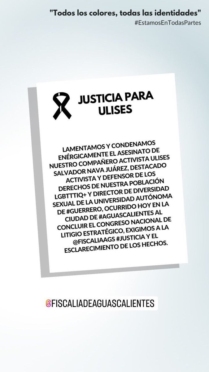 almexdiverso's tweet photo. ¡Exigimos justicia!
@fiscaliaAGS #JusticiaParaUlises https://t.co/XtS05gQm9Y