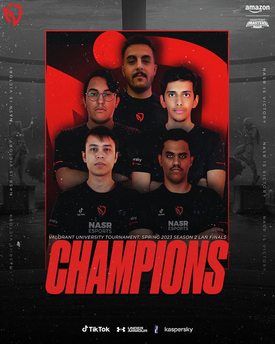 AMAZON UNIVERSITY MASTERS CHAMPIONS 🎉!

أبطال الأكاديمية حققوا المركز الأول في البطولة و رفعوا راسنا بتمثيلهم لفريق السعودية 🇸🇦

#NASRisVictory #NASRValorant #AUEM23