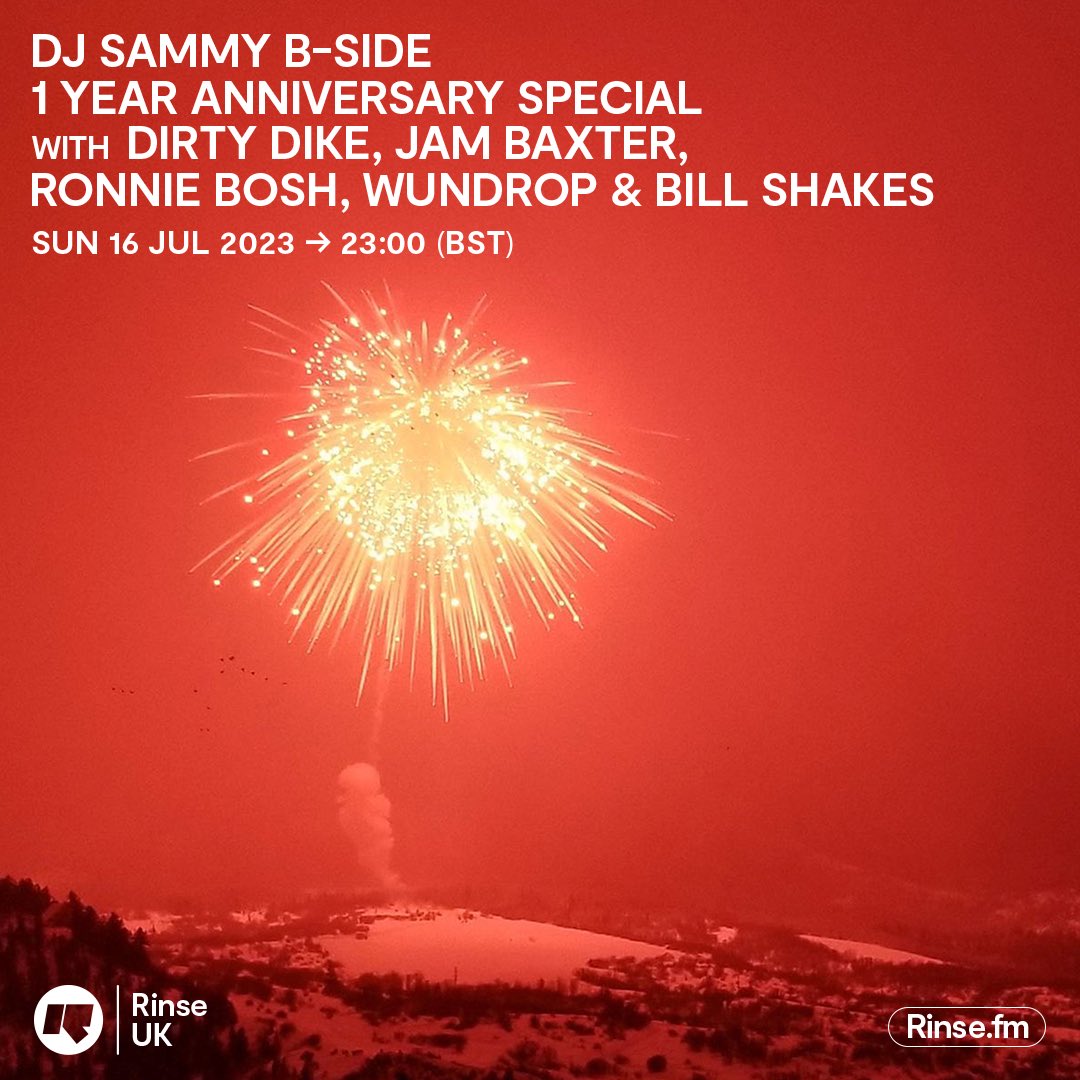 Sammy B-Side (@djsammybside) on Twitter photo One entire earth year broadcasting the newest most cutting edge UKHH / Alt Rap sounds over London city with <a href="/RinseFM/">Rinse FM</a>
Never a single song repeated
Got the lads in to celebrate
<a href="/DirtyDikeSMB/">DIRTY DIKE</a>
<a href="/ActualJamBaxter/">Jam Baxter</a>
<a href="/RonnieBosh/">Ronnie Bosh</a>
#Wundrop
#Billshakes
Join us
⏰ 11 PM
📡 106.8FM One entire earth year broadcasting the newest most cutting edge UKHH / Alt Rap sounds over London city with <a href="/RinseFM/">Rinse FM</a>
Never a single song repeated
Got the lads in to celebrate
<a href="/DirtyDikeSMB/">DIRTY DIKE</a>
<a href="/ActualJamBaxter/">Jam Baxter</a>
<a href="/RonnieBosh/">Ronnie Bosh</a>
#Wundrop
#Billshakes
Join us
⏰ 11 PM
📡 106.8FM