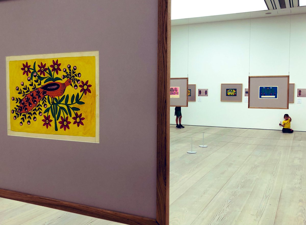 BBC_Olga_M's tweet photo. Enchanting art from my childhood - Maria Prymachenko's 'naïve' mythical creatures embody the essence of Ukrainian folk art. Thrilled to witness her legendary artworks in London and share them with my son. #LondonArt #Ukraine #Prymachenko @saatchi_gallery https://t.co/yxVQvXF8FO