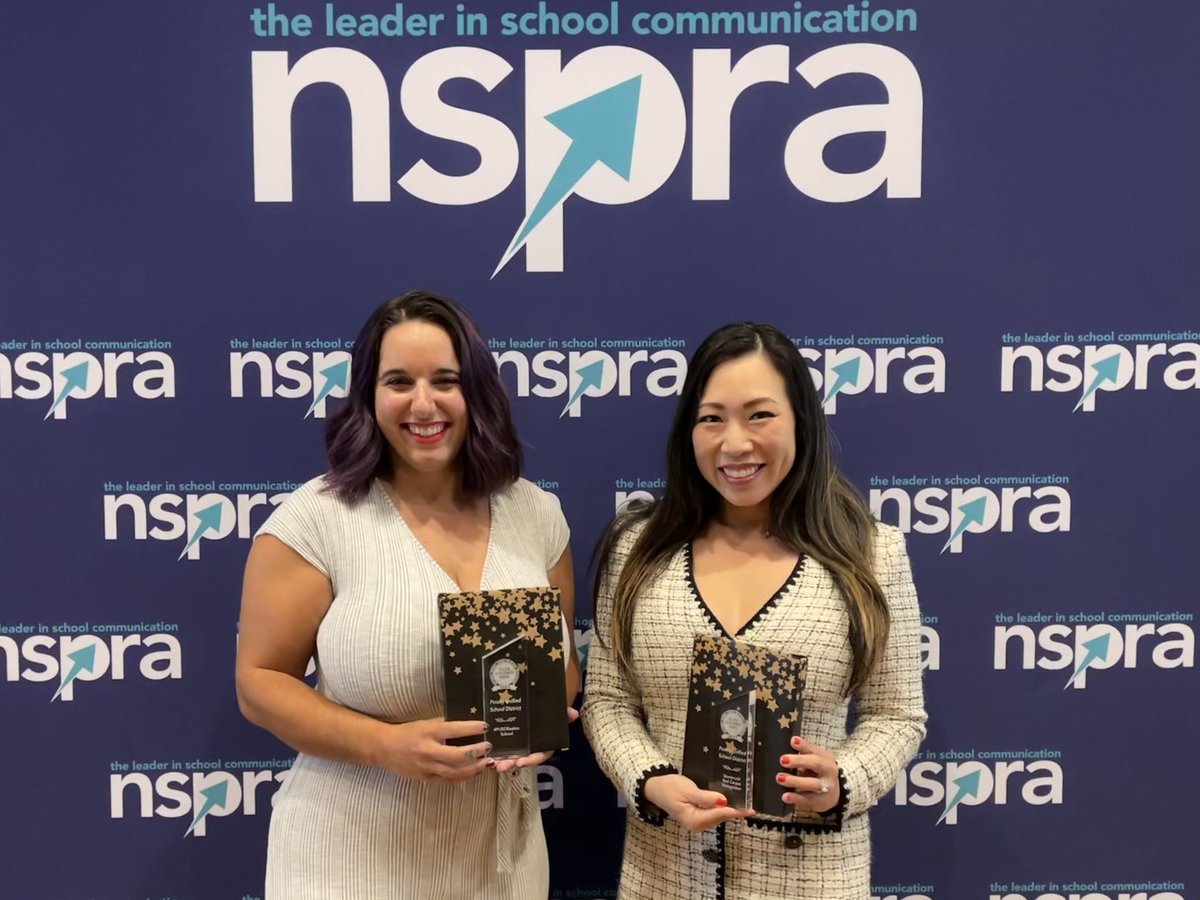 Celebrating our National Golden Achievement Awards in #schoolpr from @NSPRA at the #Nspra2023 conference in St. Louis. @brittaniearnett and I feel so lucky to do what we love and serve @PowayUnified students, staff, and families!