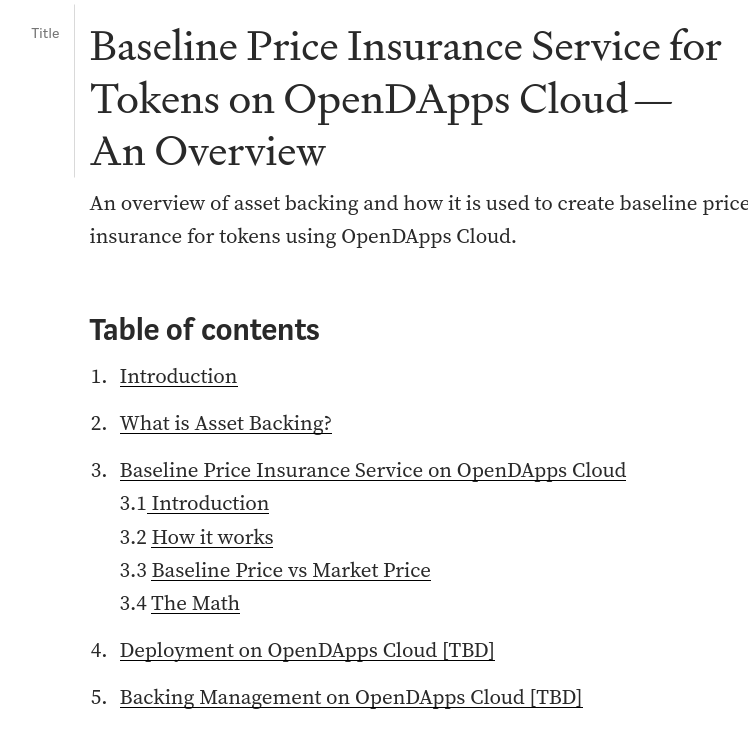 cfr_labs's tweet photo. This week's blog post is almost ready for publishing. It gives an overview of asset backing and how it is used for implementing our Baseline Price Insurance service.
Very useful information for future service on #OpenDApps Cloud as well as some math for the fellow #DeFighters. https://t.co/28Dqk3FEbQ