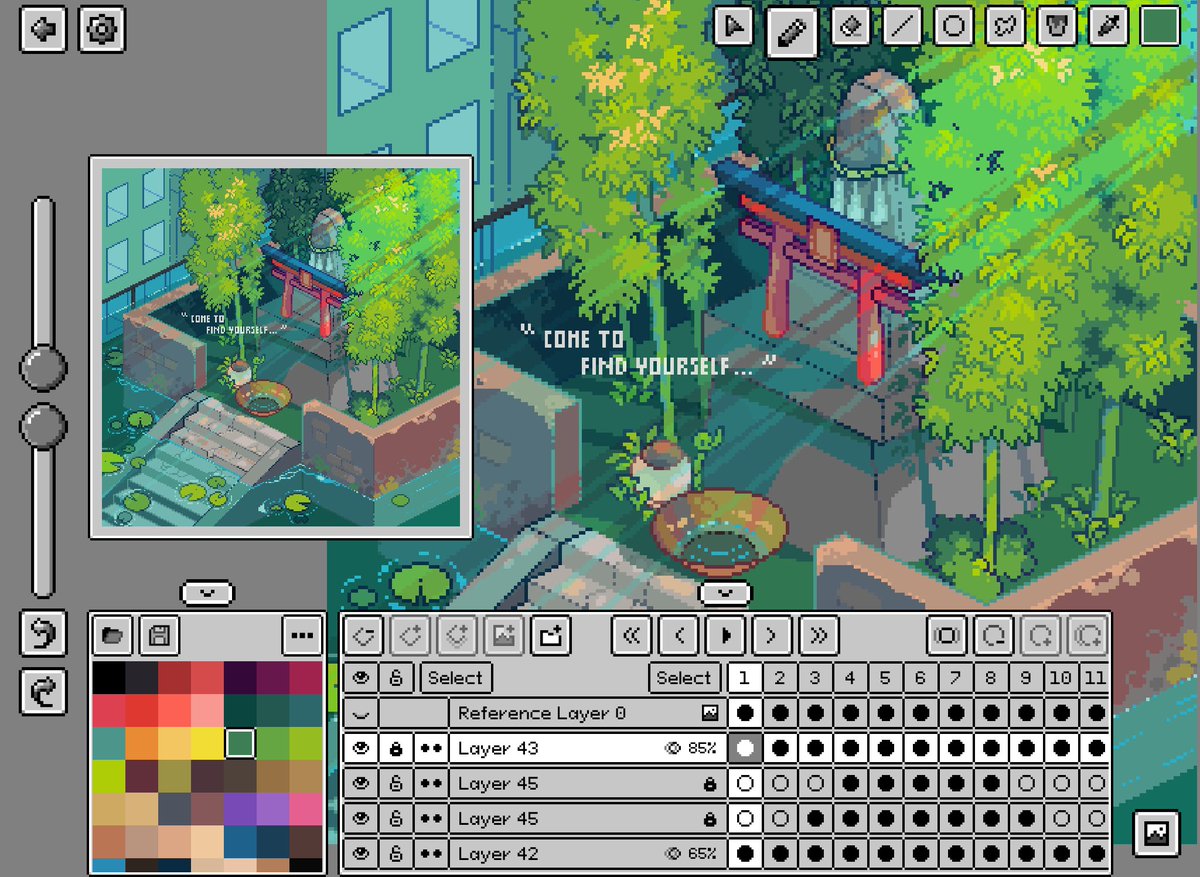 MossyPixe's tweet photo. 🌿| Where to rediscover yourself |
A Shrine above and atop a palace where we are given the chance to find ourselves and every mistake we make erased, where our soul will reborn🎍⛩
#pixquare_contest #pixquare #pixelart #isometric #Ipadair2 https://t.co/EZGQidpvZH