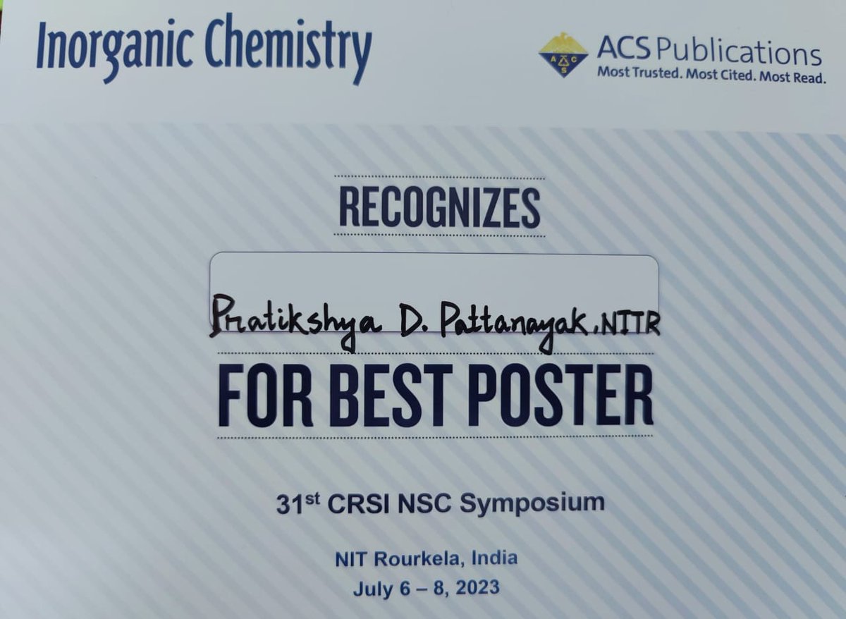 Pratikshya Das Pattanayak (@pratikshya_99) on Twitter photo Grateful for this #amazing opportunity to be part of <a href="/31CRSI_NSC/">CRSI NSC-31 and CRSI-ACS Symposium Series in CY</a>! Honored to receive the ACS Best #poster. Special thanks to <a href="/gurunathsahu/">Gurunath Sahu, PhD</a>. An absolute pleasure to be the anchor of this remarkable event <a href="/nitrourkela/">NIT Rourkela 🇮🇳</a>! Grateful for this #amazing opportunity to be part of <a href="/31CRSI_NSC/">CRSI NSC-31 and CRSI-ACS Symposium Series in CY</a>! Honored to receive the ACS Best #poster. Special thanks to <a href="/gurunathsahu/">Gurunath Sahu, PhD</a>. An absolute pleasure to be the anchor of this remarkable event <a href="/nitrourkela/">NIT Rourkela 🇮🇳</a>!