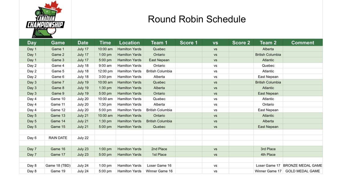 srlcanadians's tweet photo. The 2023 Senior League Canadian Championship teams:
Team BC: Mount Seymour LL
Team Alberta: Lethbridge Lakers
Team Ontario: Oakville Whitecaps
Team Quebec: Diamond Academy LL
Team Atlantic: Cape Breton Ramblers
Host Team: East Nepean Eagles
Come out and cheer them on! https://t.co/cvdB2NHIrl