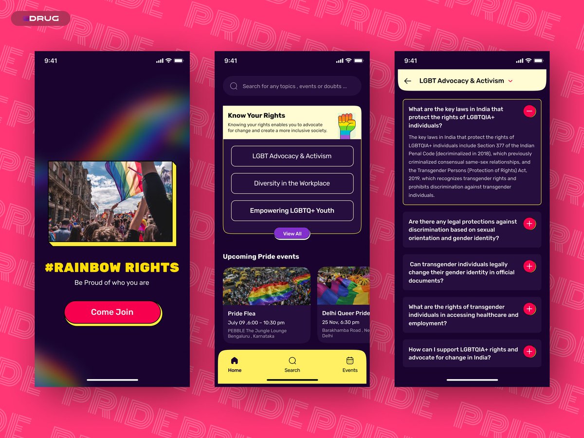 Build 2.0 challenge 🚀
phase 2 💥
week 6 ✨

Prompt : Create an app that educates users about LGBTQIA+ rights and promotes advocacy efforts. 

#watchmegrow  #designdrug