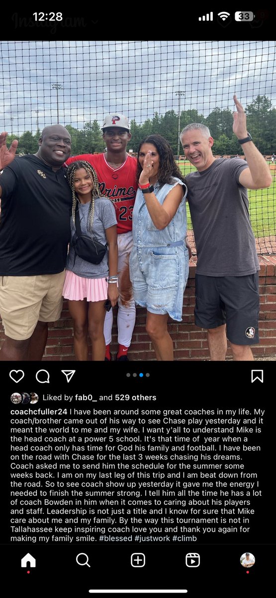 LogansTwitty's tweet photo. This is awesome. 

#FSU’s Director of Football Relations, Corey Fuller, shares a great story of Mike Norvell visiting his son’s baseball game out of town that meant a lot him, his son, and entire family. 

“I tell him all the time he has a lot of coach Bowden in him when it comes to caring about his players and staff.” #Noles