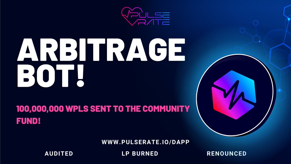 PulseRate_'s tweet photo. 🤖 We are absolutely thrilled to share the incredible success of our arbitrage bot! Another 100,000,000 WPLS Sent to the Community Fund!

https://t.co/iV5LipMrmd

The Arbitrage Bot is strictly an experimental feature!

🤩 Get Started Earning Rewards!
👉 https://t.co/tVyjeELO1l https://t.co/eAuGRw8NHA