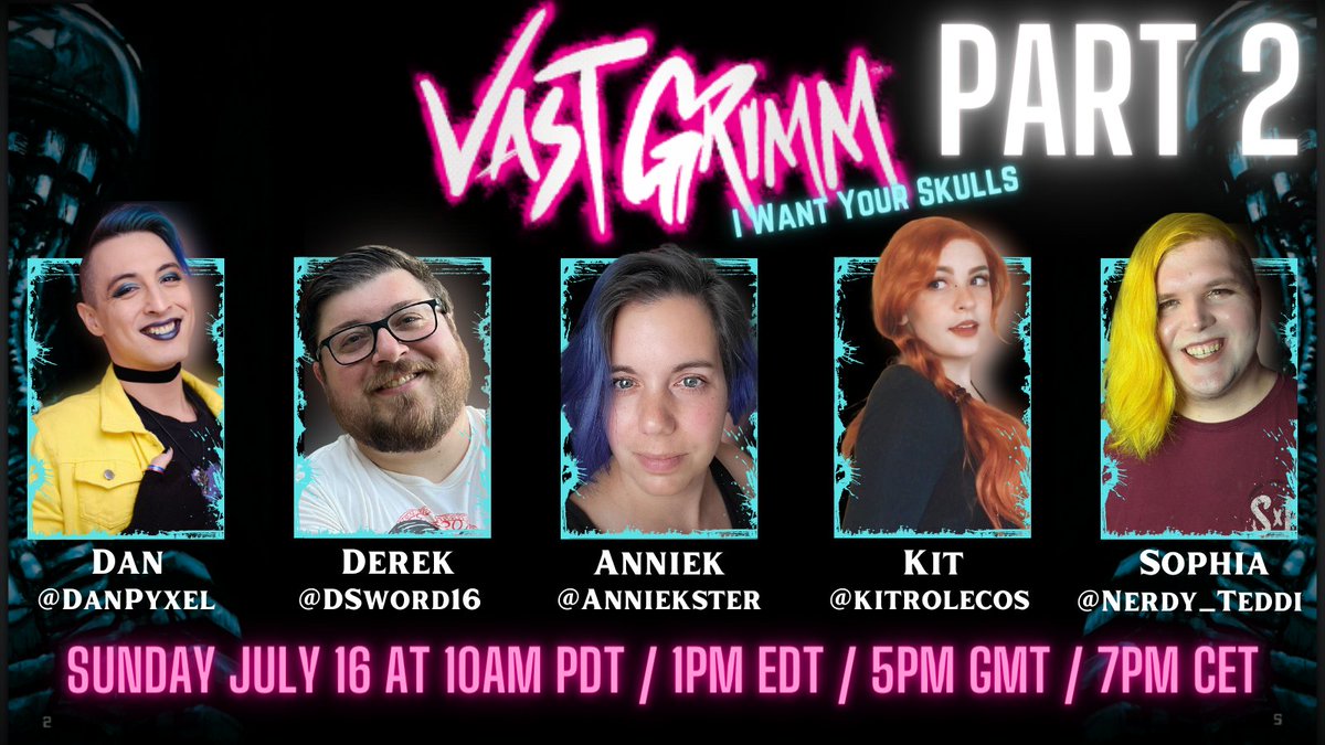 Sword_and_Key's tweet photo. Part 2 of VAST GRIMM: I WANT YOUR SKULLS starts now!
*slaps the roof of the universe* this baby can hold so many brain-eating space worms. 
But don't worry, there's still fold down seats to fit the remaining human survivors!
Join our #bonesout crew as they fight for their lives! https://t.co/Kq2DF7tcIa