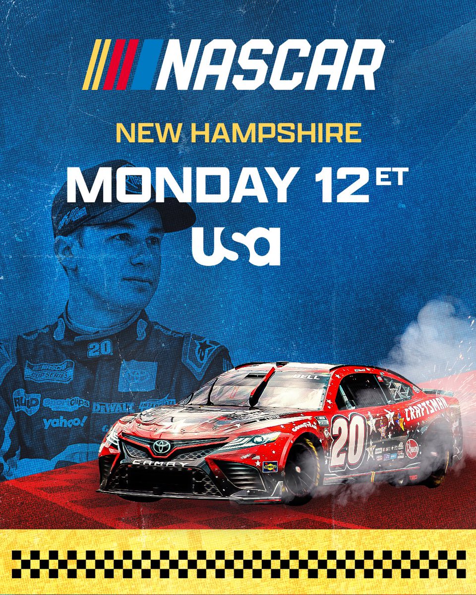 NASCARonUSA's tweet photo. RETWEET if you’ll be watching @NASCAR on Monday!

@NHMS | 12ET | @USANetwork https://t.co/SugdRvBHr0