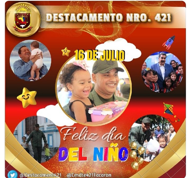 Hoy #16Julio, celebramos en nuestra patria el día del niño, felicidades a todos los niños y niñas de nuestra amada Venezuela. 
#VivaElSemilleroDeLaPatria