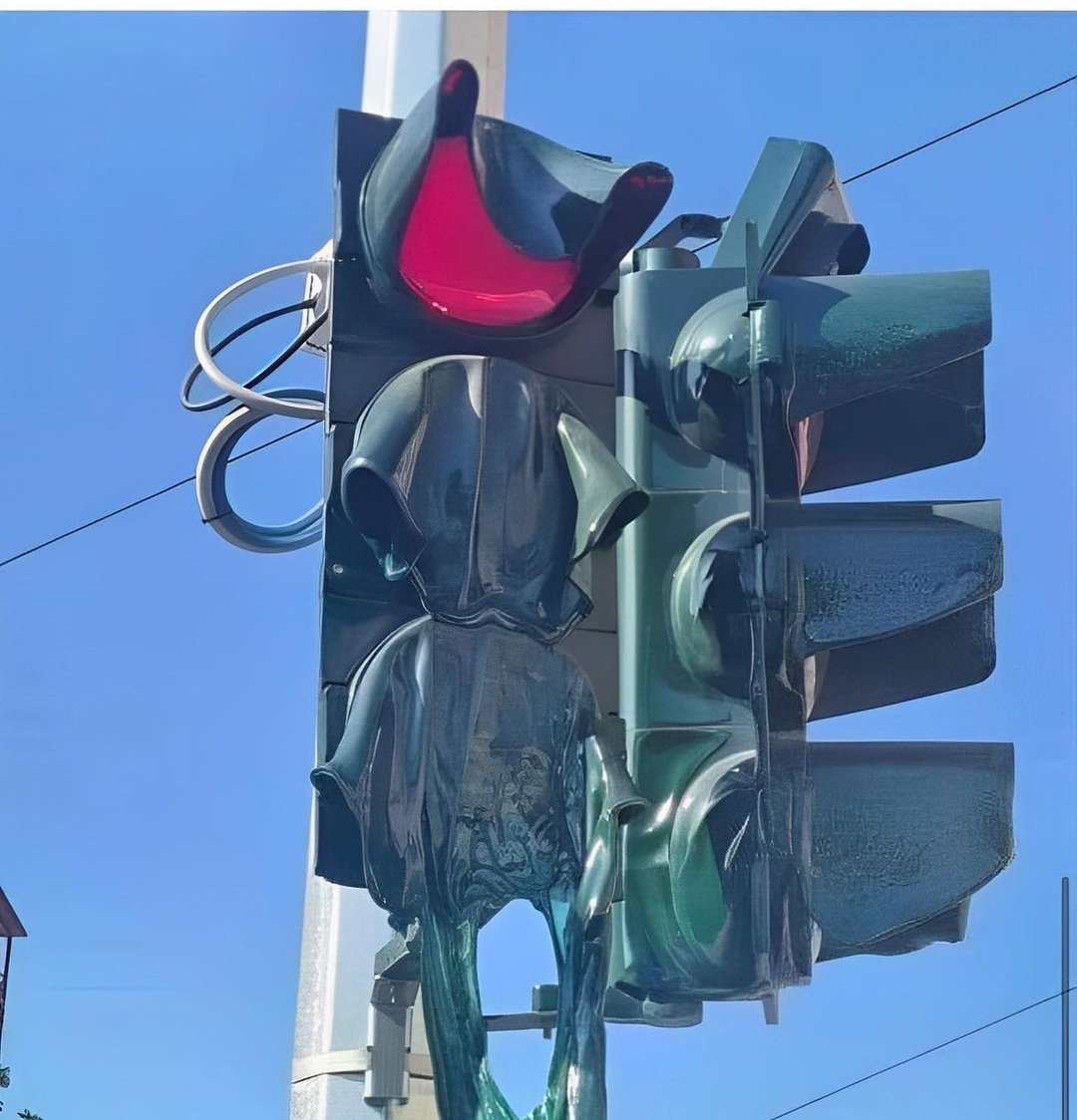 Intanto a Rovigo per il caldo si è squagliato un semaforo 🤦🏼‍♂️