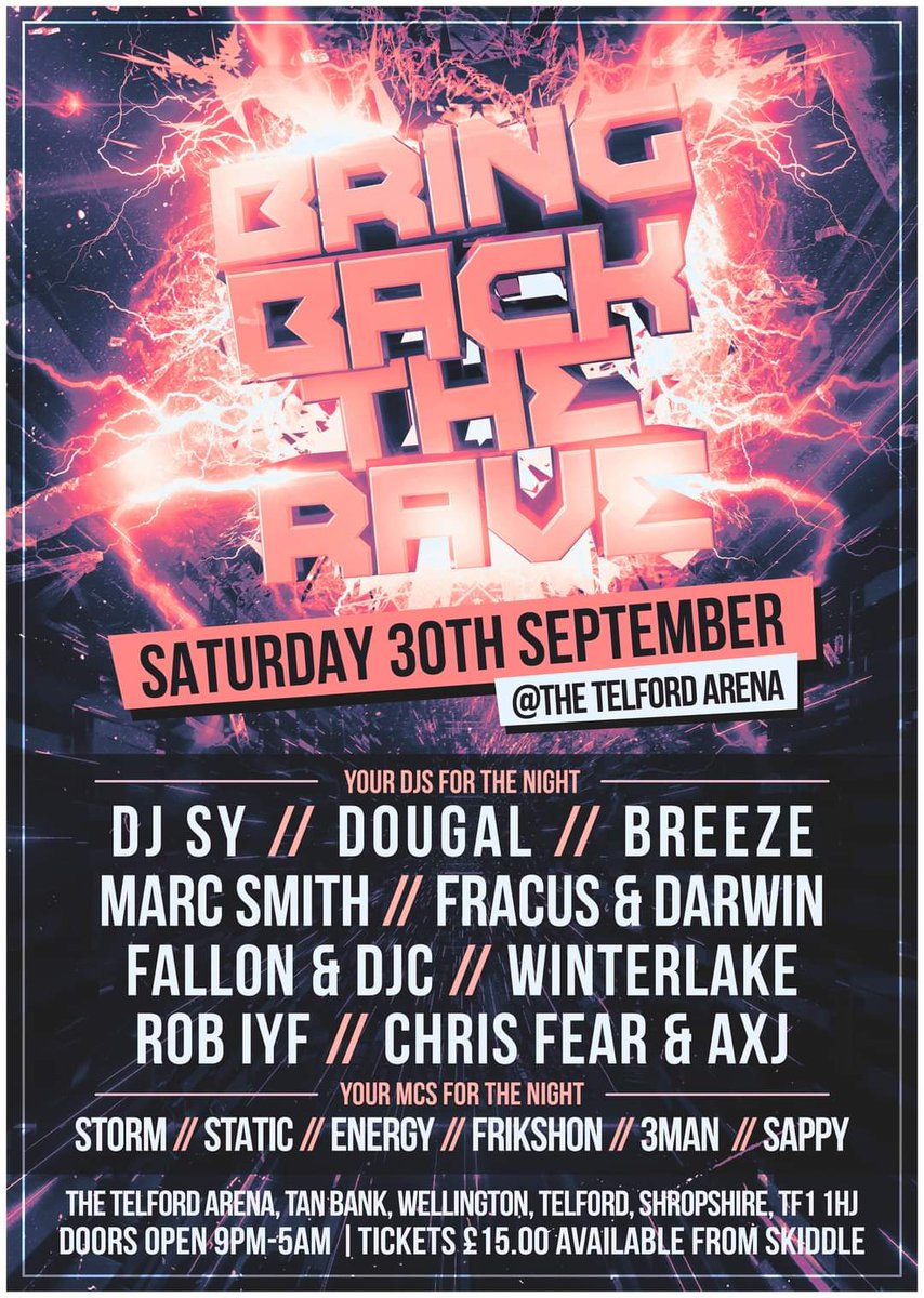 Bring Back The Rave - 30-09-23!

Telford Arena - Check The Lineup, Let's Do This! 

Tickets Available <a href="/skiddle/">Skiddle</a> 

#ukhardcore #happyhardcore #hardstyle #bbtr