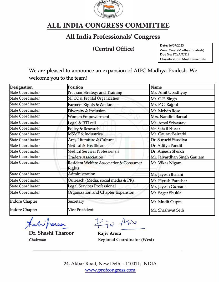 SagarShukla99's tweet photo. Thankyou @ShashiTharoor @ajay_bagadiya for making me the part of @ProfCong https://t.co/IuaGov7wAI