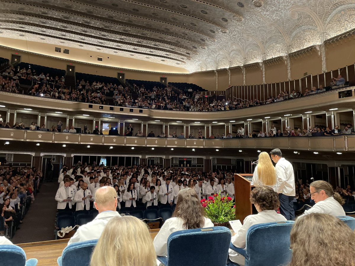 RadOncUH's tweet image. Proud to have two of our faculty onstage to welcome the newest members of @CWRUSOM at their #whitecoatceremony ! Thrilled to see the Class of 2027 undertake the lifelong study of medicine and pursuit of mastery. No doubt some future #radoncs ☢️ in the bunch!! 
@caseccc