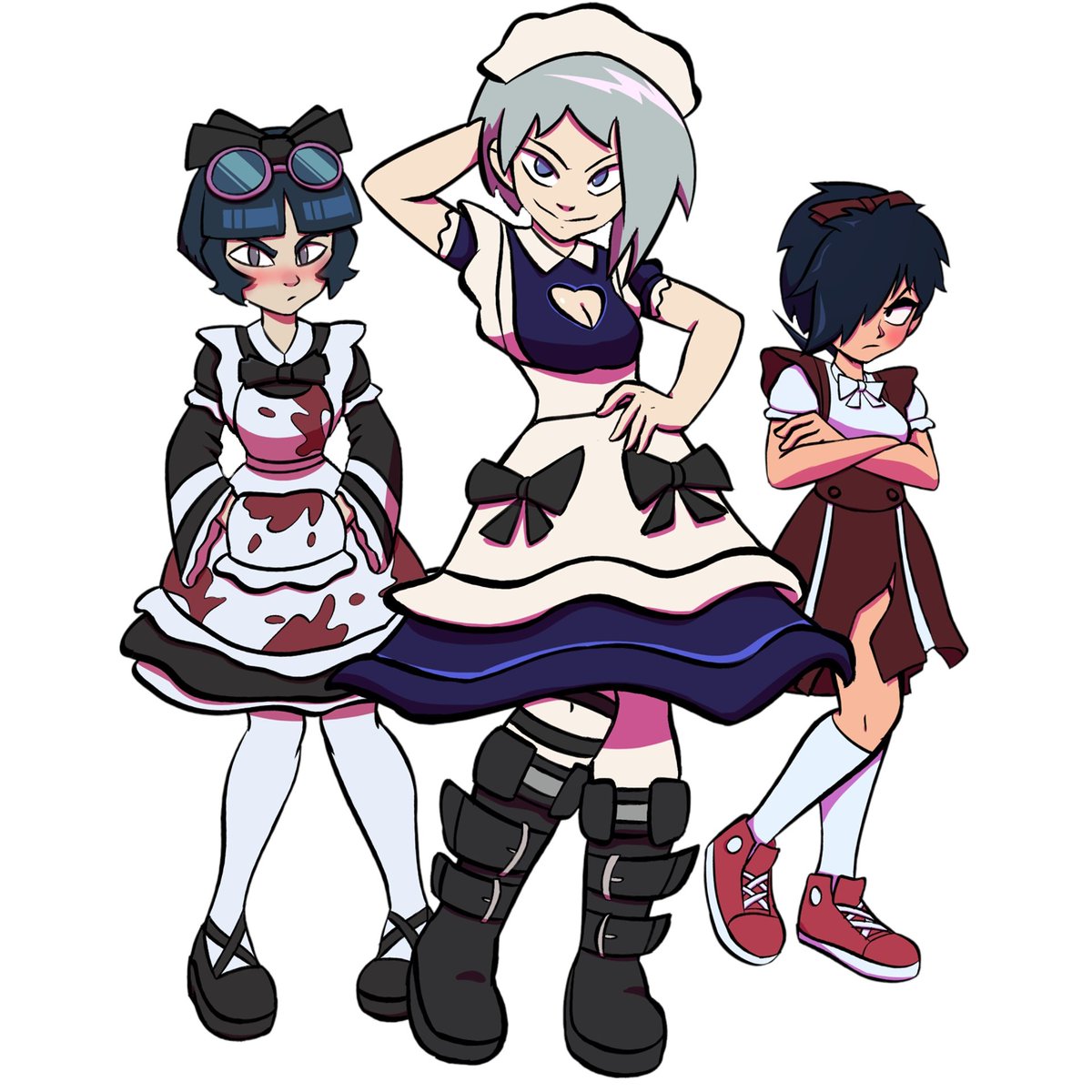 In #Griptapehavok You'll be able to unlock many different outfit sets including the Maid to Skate and Halloween sets! 

Art by @JeremyMomu

#IndieGameDev #indiegames https://t.co/r8TZdA8G5P
