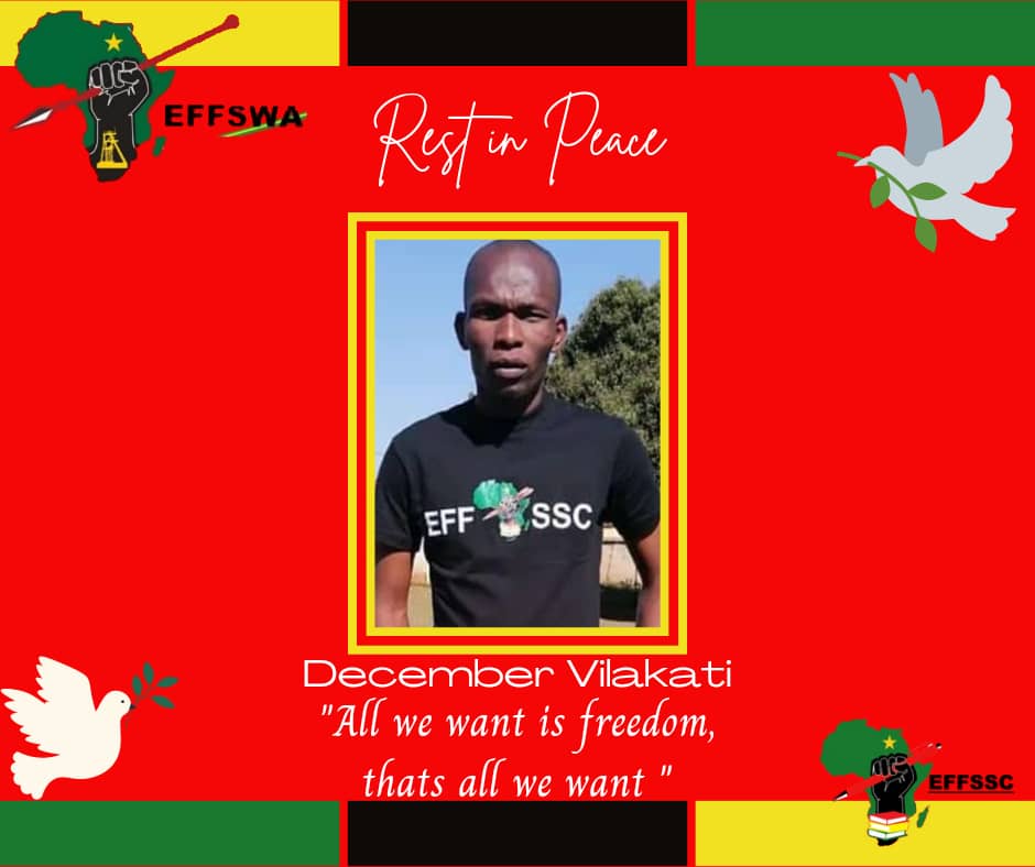 JaySDlamini2's tweet photo. RIP people's warrior.

We shall pick up the fallen spear and continue the good fight. @EFFSwazi  and the @EffSwaSC  will never be the same without you. The love, dedication you had for the organization is unmatched. 

Lala ngokuthula Mphephetse 🕊️🕊️🕊️ https://t.co/FGAG3d6FAj
