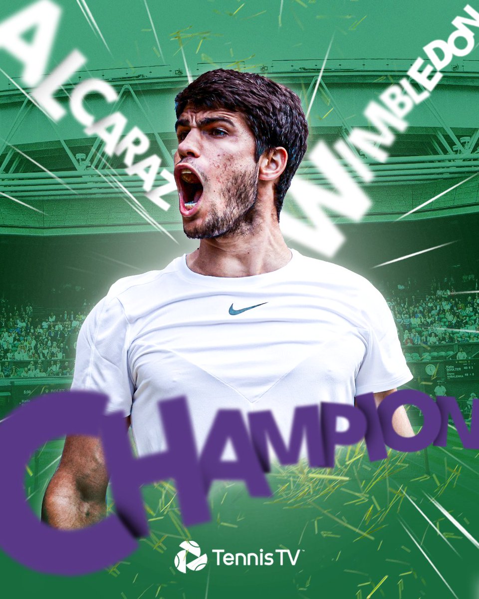 Tennis TV (@tennistv) on Twitter photo Head 🧠
Heart ❤️
Courage 🍓 🍓
<a href="/carlosalcaraz/">Carlos Alcaraz</a> defeats Djokovic in five EPIC sets to become the #Wimbledon champion!! Head 🧠
Heart ❤️
Courage 🍓 🍓
<a href="/carlosalcaraz/">Carlos Alcaraz</a> defeats Djokovic in five EPIC sets to become the #Wimbledon champion!!