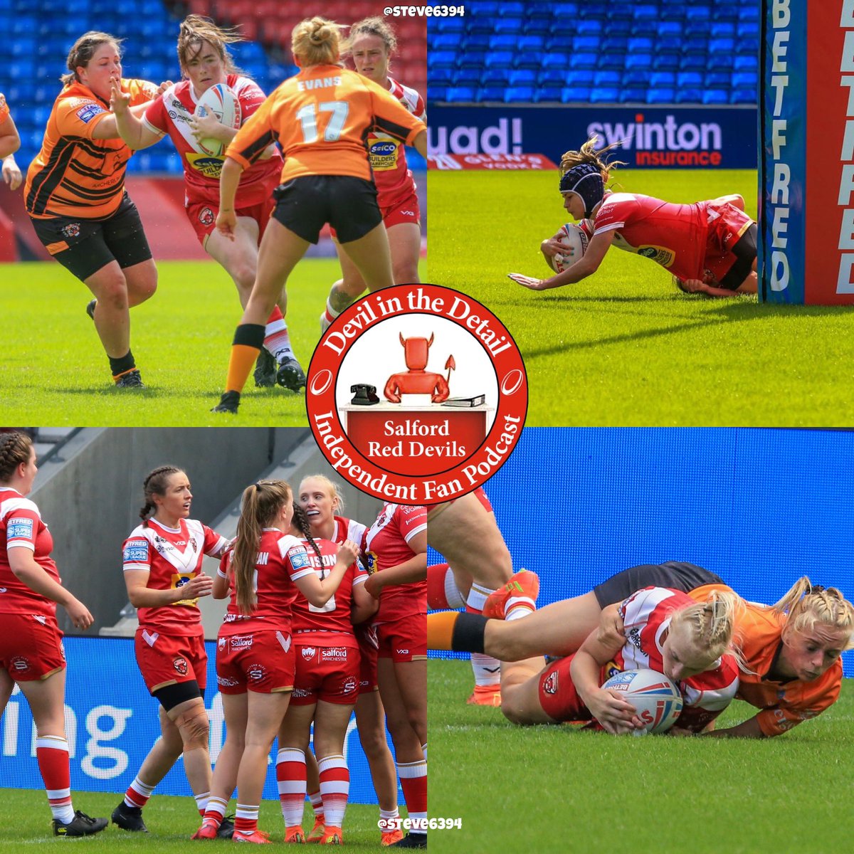 Salford Red Devils ladies are  back to winning ways beating Castleford in the Salford Stadium 22-10.
Two Tries by Sage Bannister, 1 from Yasmin Parton-Sotomayor, 1 from Steph Gray and 1 for Alex Simpson 

Demi Jones with 1 conversion.
Well done Ladies. #salfordreddevils 
👹👩🏉