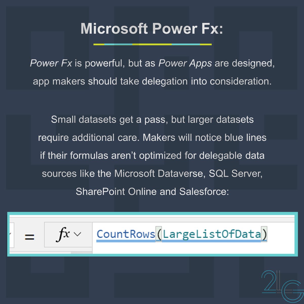 The blue line isn't necessarily bad, but #MicrosoftPowerFx is telling you when a delegable data source isn't being used efficiently.