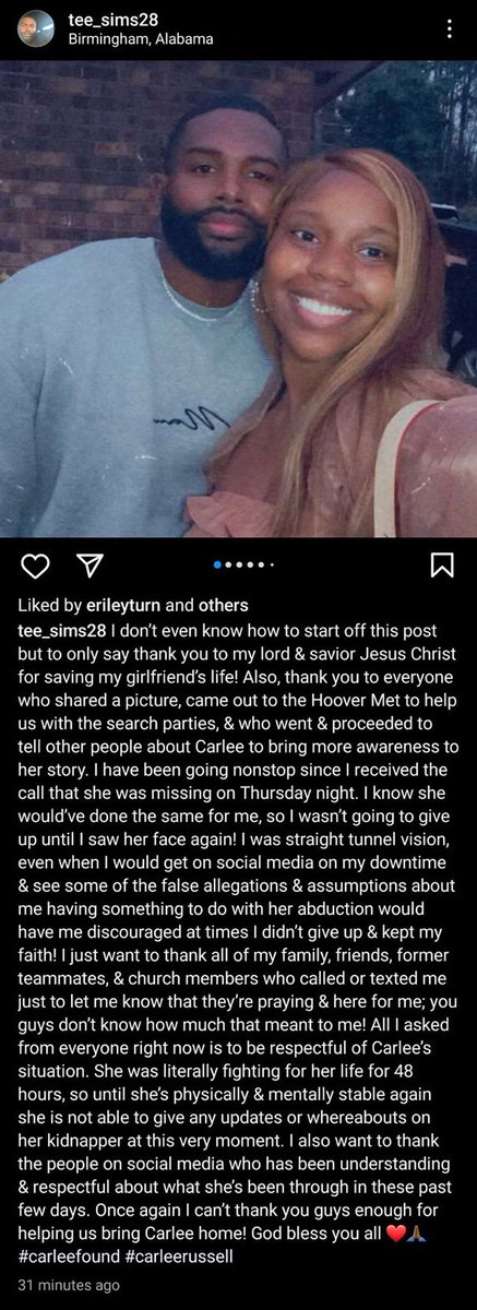 KendallRaeOnYT's tweet image. Update from Carlee Russel’s boyfriend. Seems she’s been recovered 🙏 amazing news! I’m sure she’s beyond traumatized though… cannot imagine what she’s been through💔