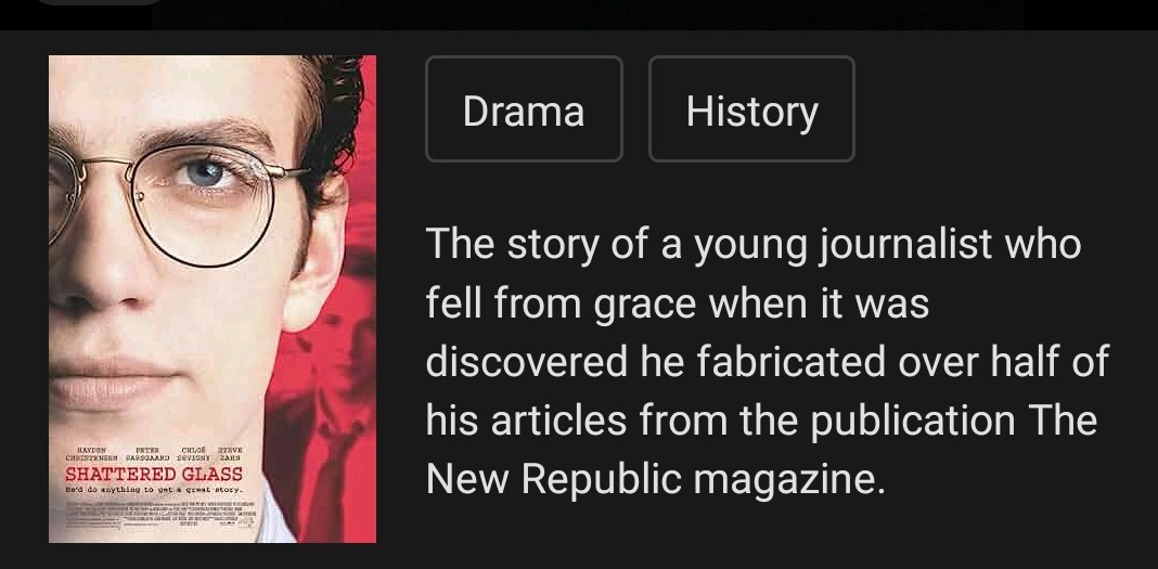 Valthehbic's tweet photo. Based on the *True* story of Stephen Glass. And when he was busted the magazine New Republic he wrote for, had to go back and fact check, reread EVERY article he had EVER written.
I expect the same treatment for #AlanJudd
#GoDawgs #DawgNation #AJC https://t.co/qxHkzsCW1b