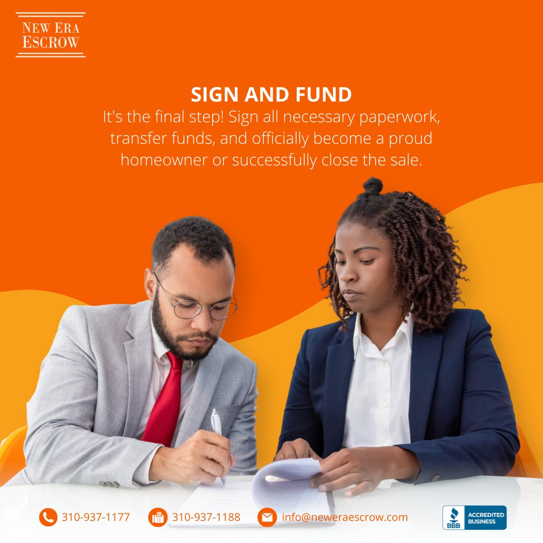 neweraescrow_'s tweet image. Carefully review each document and ensure you understand the terms and obligations before affixing your signature. 

❓Leave a comment below if you have any questions about our escrow process!

#signandfund #sign #finalstep  #HomeSellingSafety #HomebuyingTips #TitleMatters