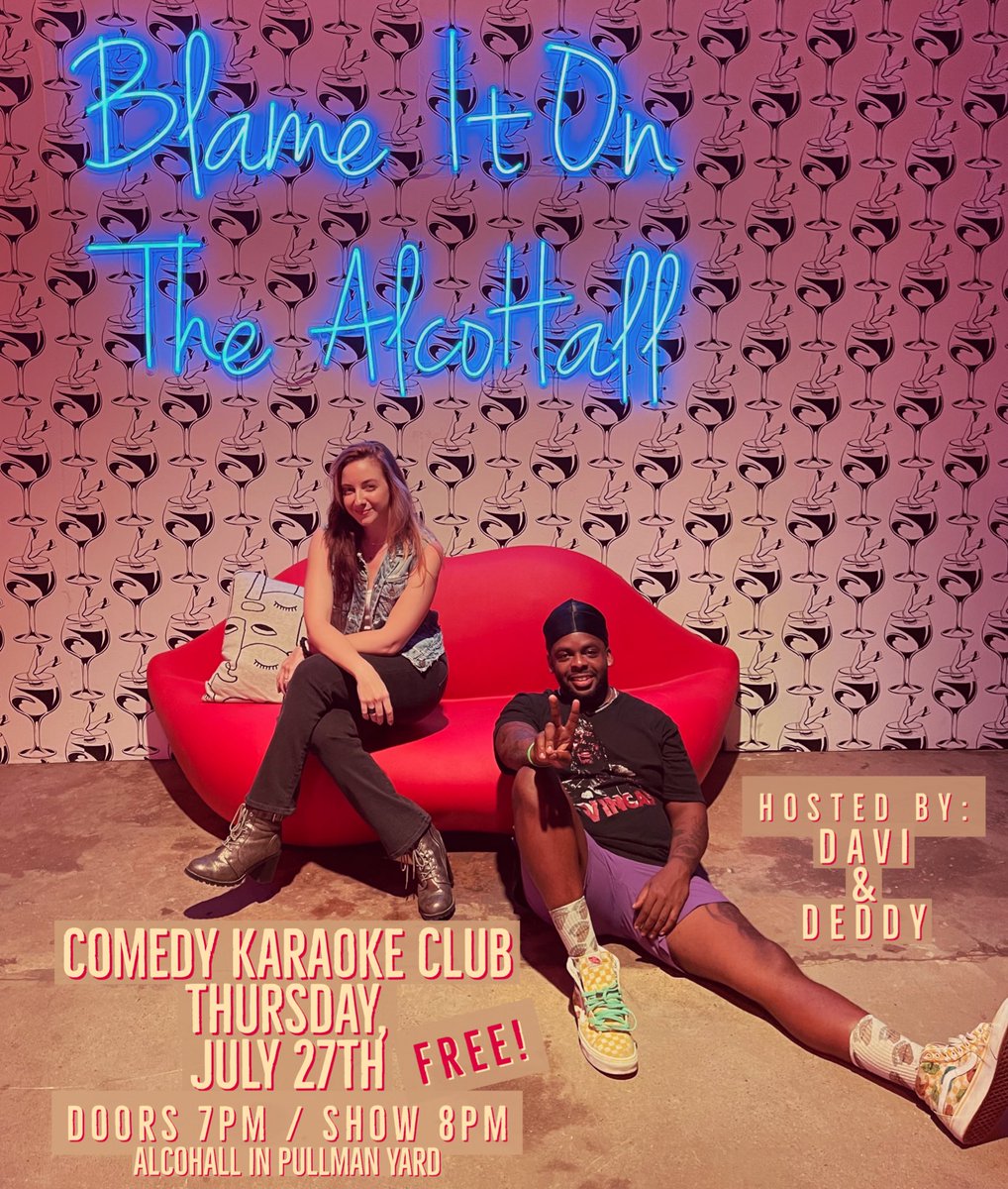 we're doing it again! FREE show in Atlanta at Blame it on the AlcoHall, Pullman Yard. Bring your friends out to support local comics, vibe in a newly restored venue, and sing all your feelings!