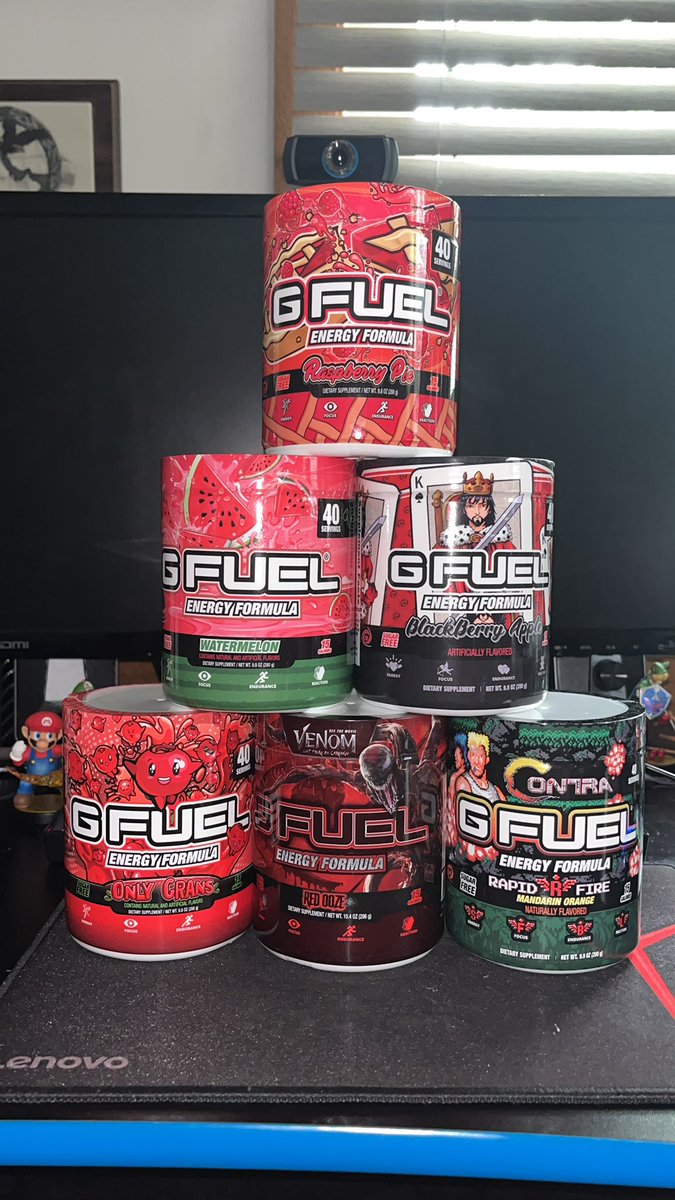 InvisaMerc's tweet image. You’ve gotta love #GFUEL delivery day! Absolute legendary flavors I’m about to consume! Thanks #amazonday for the superb deal!
