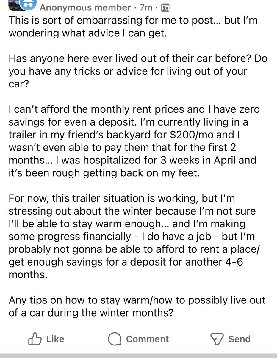 JenSelfSwenson's tweet photo. @UtahGov @fox13 @SenatorRomney @SenMikeLee @GovCox @POTUS @VP @KSLcom @ABCPolitics @KUTV2News 

Can y’all just stop for one minute and think about this? ONE medical issue and a person is homeless.
#wecandobetter https://t.co/oegMtihNSb