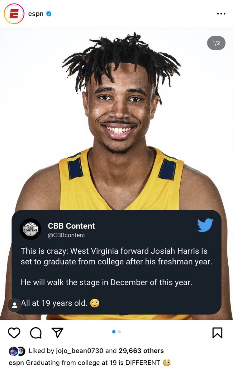 Dvecar's tweet photo. Thanks @espn for recognizing @Jojo_bean0730 for his hard work!! #BlessedAndGrateful https://t.co/eVvyaoLoSK