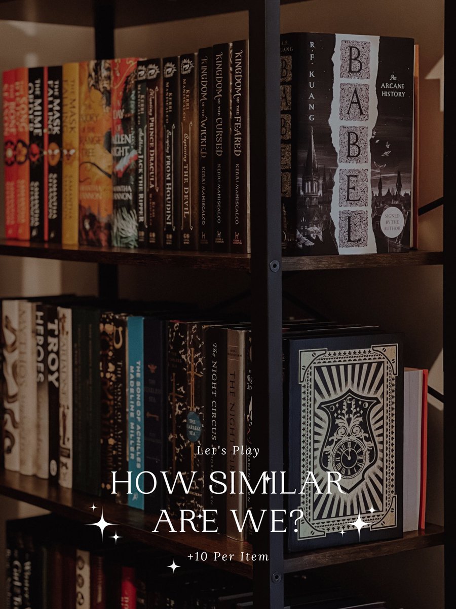 Let's play a game, shall we? 📖✨

Edit: I know ‘Fantasy’ is on there twice, I just really love it 😌👀

Recently a lot of 'How similar are we?' posts have been popping up around Bookstagram…
•
instagram.com/p/CuxEHKcqeU9/
