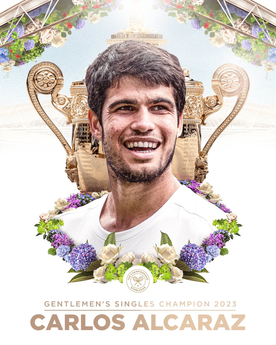 A new name. A new reign. 🇪🇸 @carlosalcaraz, your 2023 Gentlemen's Singles champion #Wimbledon