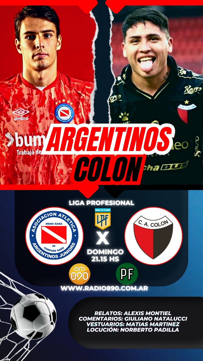¡𝐅𝐔𝐓𝐁𝐎𝐋 𝐄𝐍 𝐋𝐀 𝟖𝟗𝟎!

16.20 | #GELP vs #BOCA
🎙 <a href="/ahpagano/">Ari Pagano</a>
🎙 <a href="/agusgomez1314/">AGUS</a>
🎙 <a href="/franmondaca6/">Franqquito</a>

19.00 | #LANUS vs #BANFIELD
🎙 <a href="/NikoCarpintero/">Murdo🎤</a>
🎙 <a href="/paparatodani/">Daniel</a>
🎙 <a href="/EliasFeula/">Elias Feula</a>
🎙 <a href="/FrancoDaNu/">Franco Nuñez 📢</a>

21.15 | #AAAJ vs #Colón
🎙 <a href="/AlexisMontiel0/">Alexis Monti</a>
🎙 <a href="/giulianonata/">⚽️</a>
🎙 <a href="/mmartinez7_/">tinez.</a>