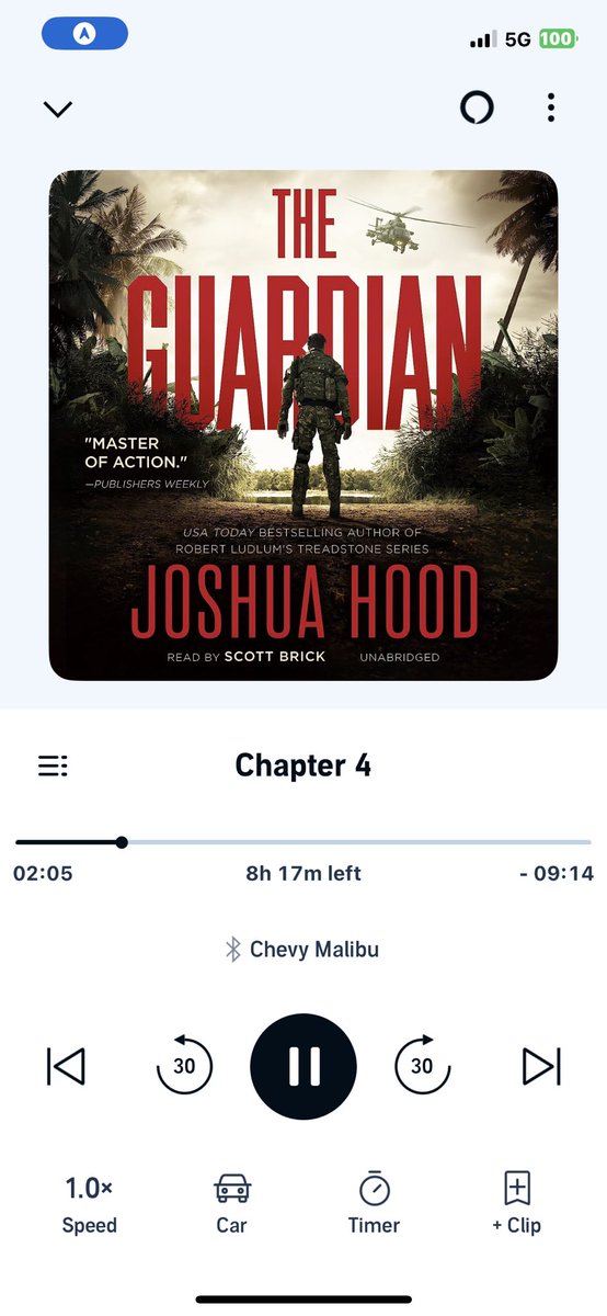 Jumped into this thrill ride during my drive to Detroit for the @DBookfest this morning. THE GUARDIAN by @joshuahoodbooks and narrated by @ScottBrick is bangin’ hot right from the beginning. I don’t think it’s going to let up. Thanks @BlackstoneAudio @audible_com