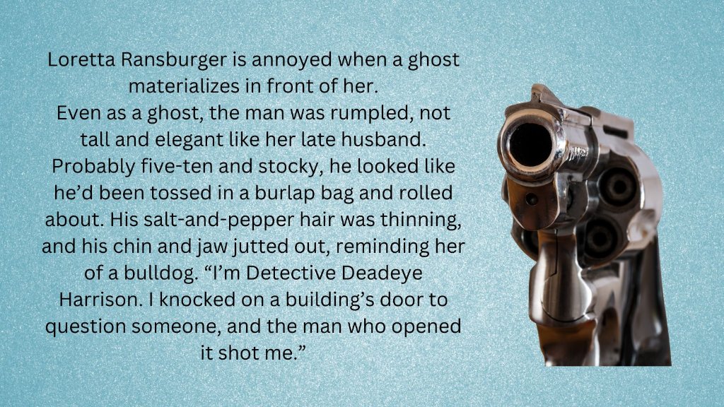 A ghost and a widow team up to find who killed him.
A Ghost of a Chance.  #mystery  #femalesleuth
amazon.com/Ghost-Chance-J…