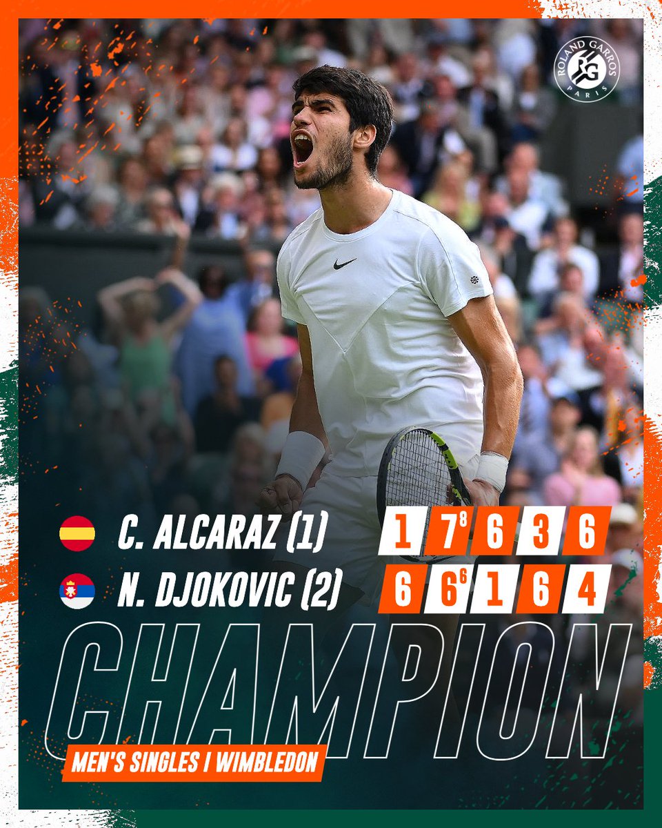 CARL1TOS 🇪🇸

Alcaraz claims his first #Wimbledon title!