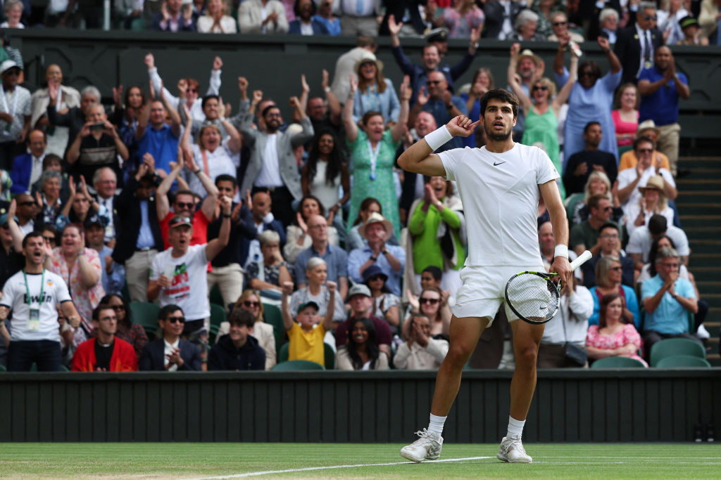 Carlos Alcaraz defeats Novak Djokovic to win his first Wimbledon title.

• 5th-youngest man at time of 2nd major title (Open Era)
• 3rd man in Open Era to win Wimbledon before turning 21 (Becker/Bjorg)

Alcaraz becomes the 2nd-youngest player to defeat Djokovic in a major.